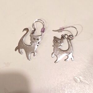 Sterling silver cat earrings